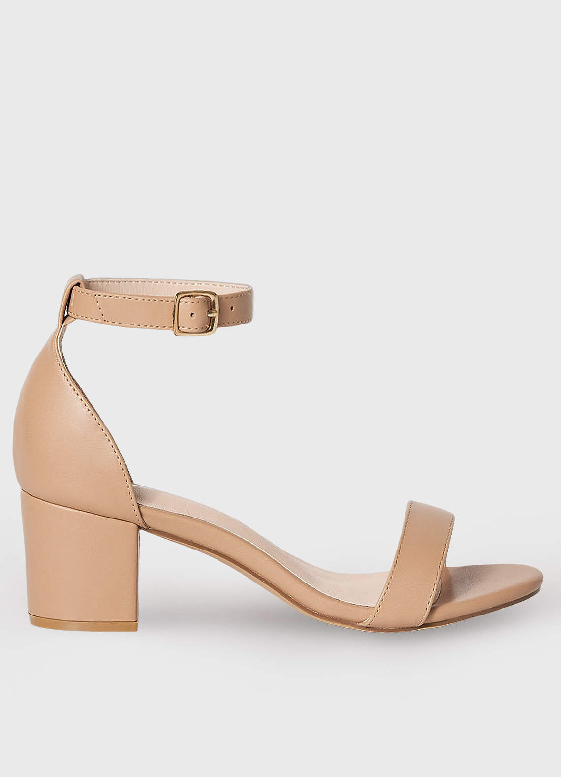 front One-Strap Buckle Block Heel Sandals