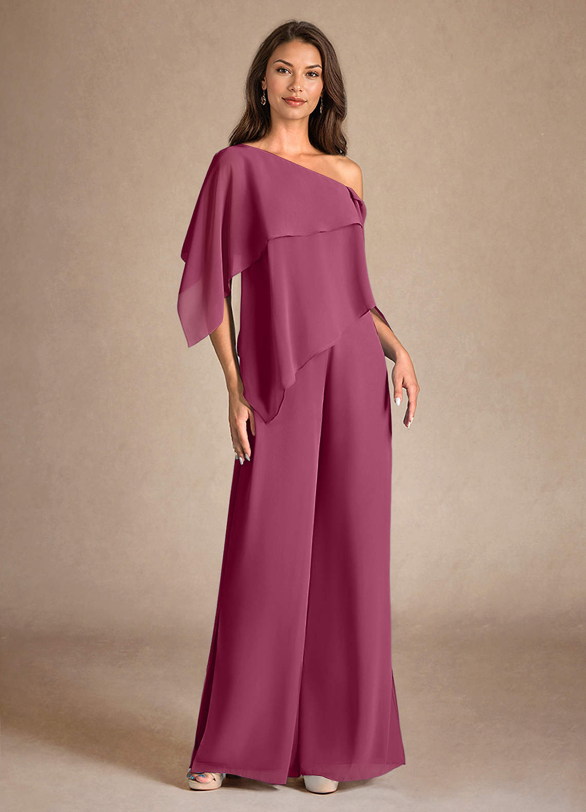 Azazie Halima vestidos de madre de la novia Vestido de Mora de Gasa de Mono/Traje de pantalón con Corte Lateral image4