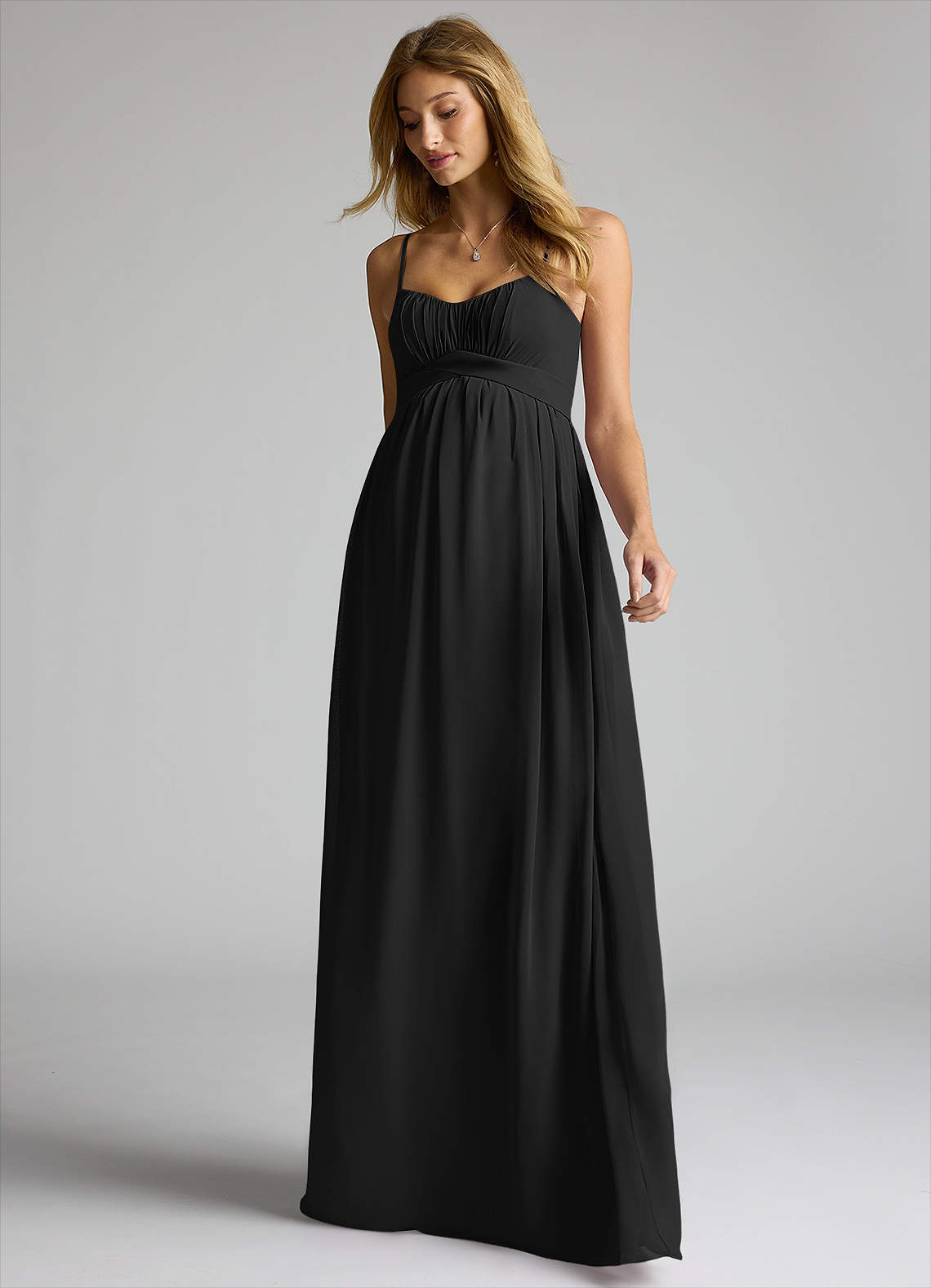 Azazie Llana Vestidos de dama de honra para maternidade Vestido Linha A Comprimento do chão Chiffon image2