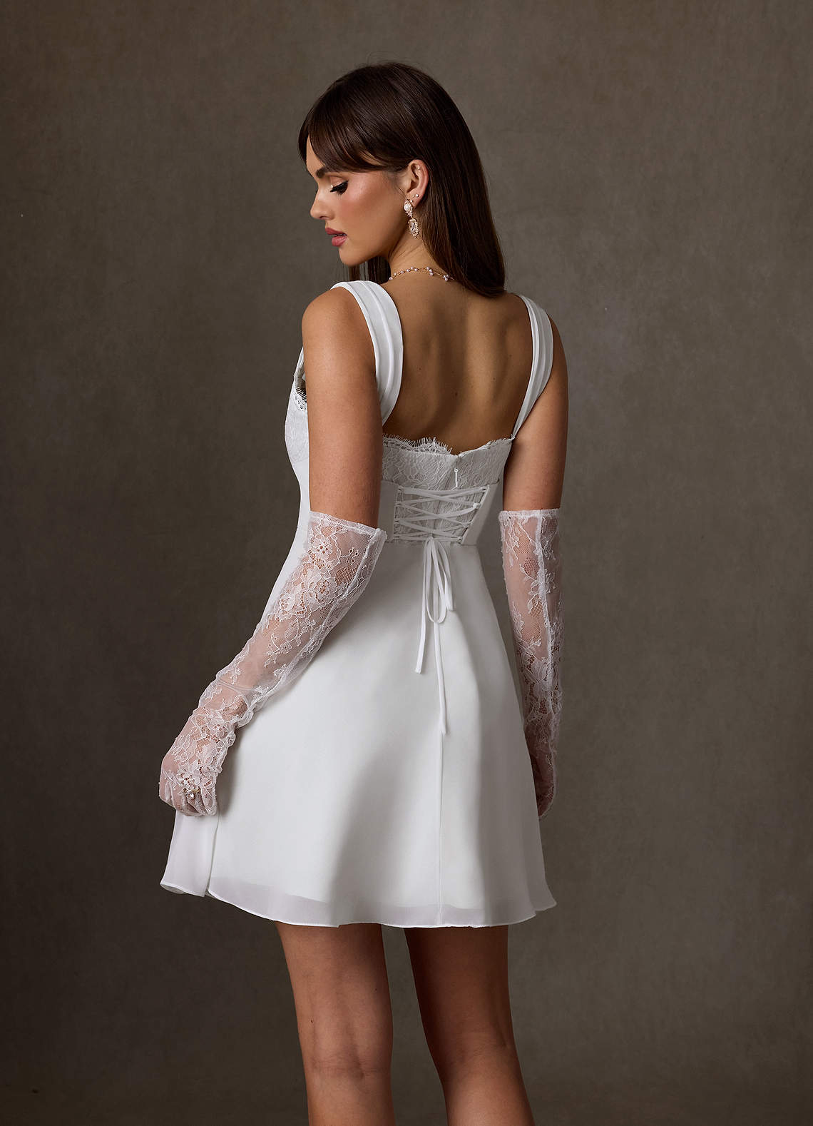 Azazie Scarlette Wedding Dresses Diamond White A-Line Sweetheart lace Chiffon Dress image1