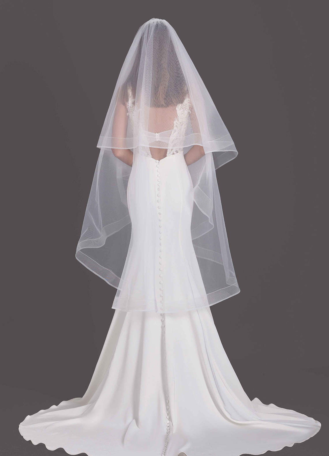 front Richelle Waltz Length Veil With Blusher