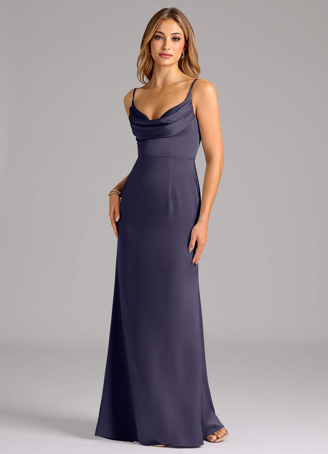 Azazie Aimee Bridesmaid Dresses Stormy A-Line Sweetheart Neckline Stretch Satin Dress image1