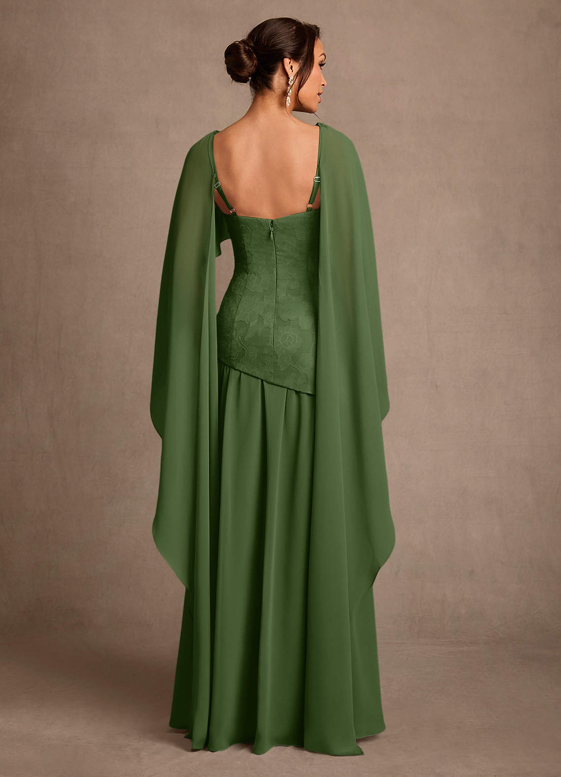 Azazie Flossie Vestidos para mãe da noiva Vestido Oliva de Chiffon de Linha A com Plissado image1