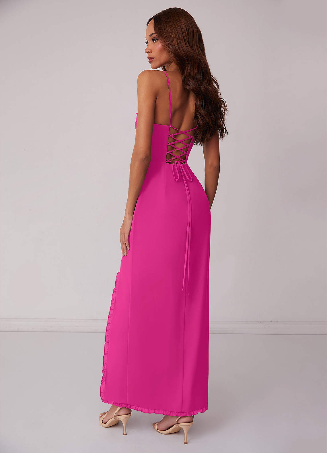 cinnamon maxi dress Eliza Chiffon Faux Wrap Dress Cinnamon Rose