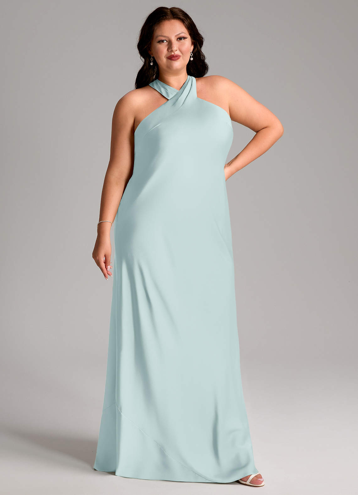 Azazie Doretta Mist Stretch Satin Bridesmaid Dresses