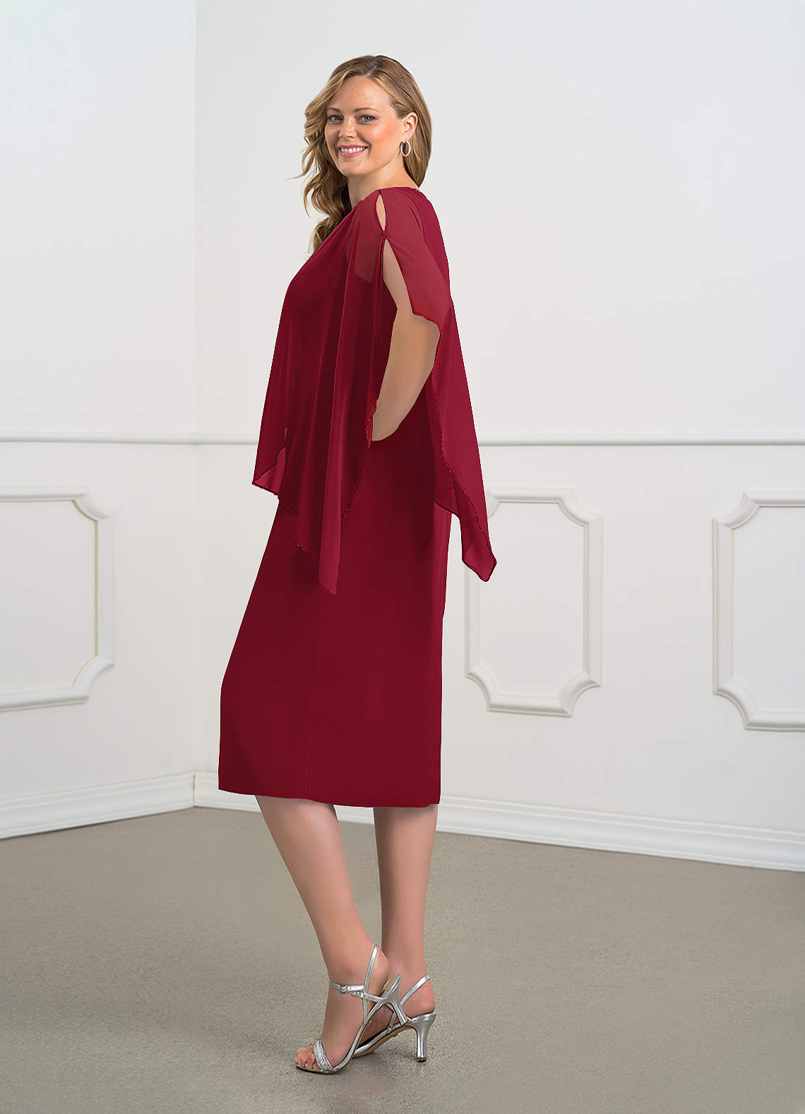 Azazie Sparrow Mother of the Bride Dresses Burgundy Sheath Sequins Chiffon Dress image8