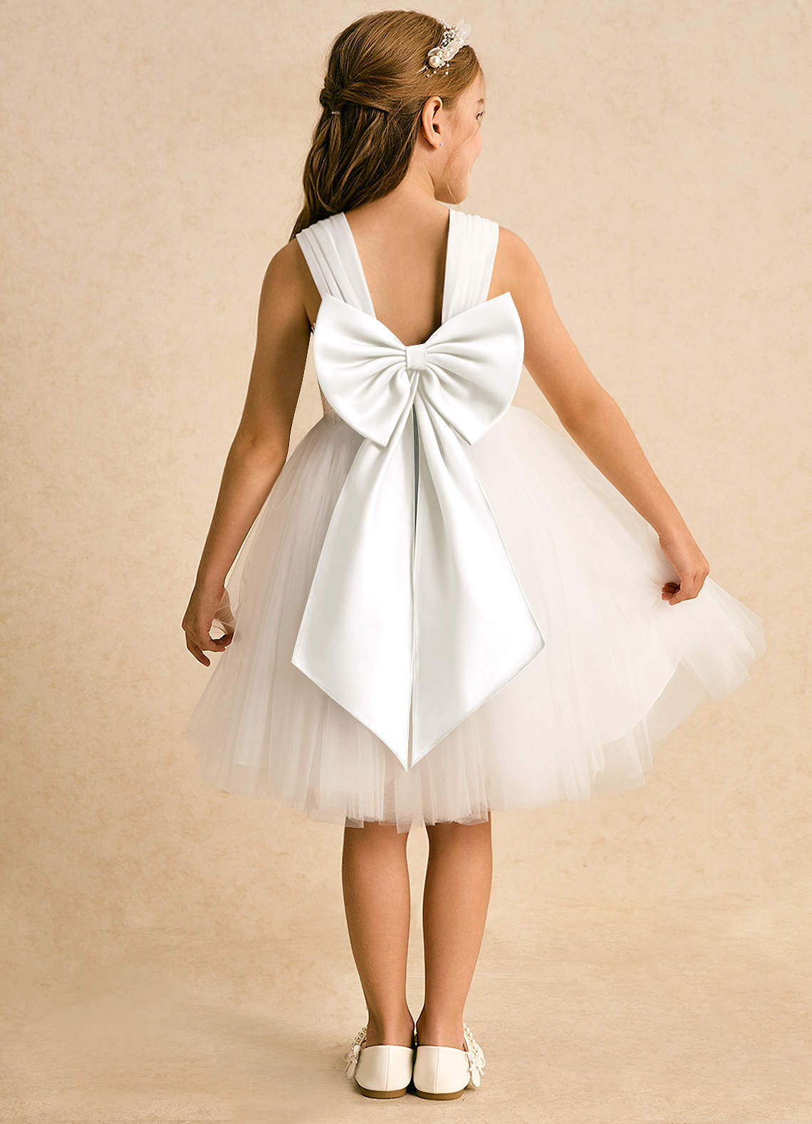 Azazie Dimple Flower Girl Dresses Ivory Ball-Gown Lace Tulle Dress image1
