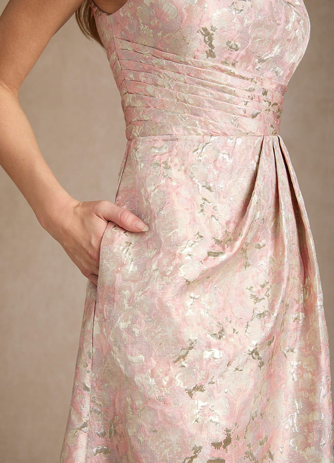 Azazie Easton Mother of the Bride Dresses Dusty Rose A-Line One Shoulder Jacquard Dress image7