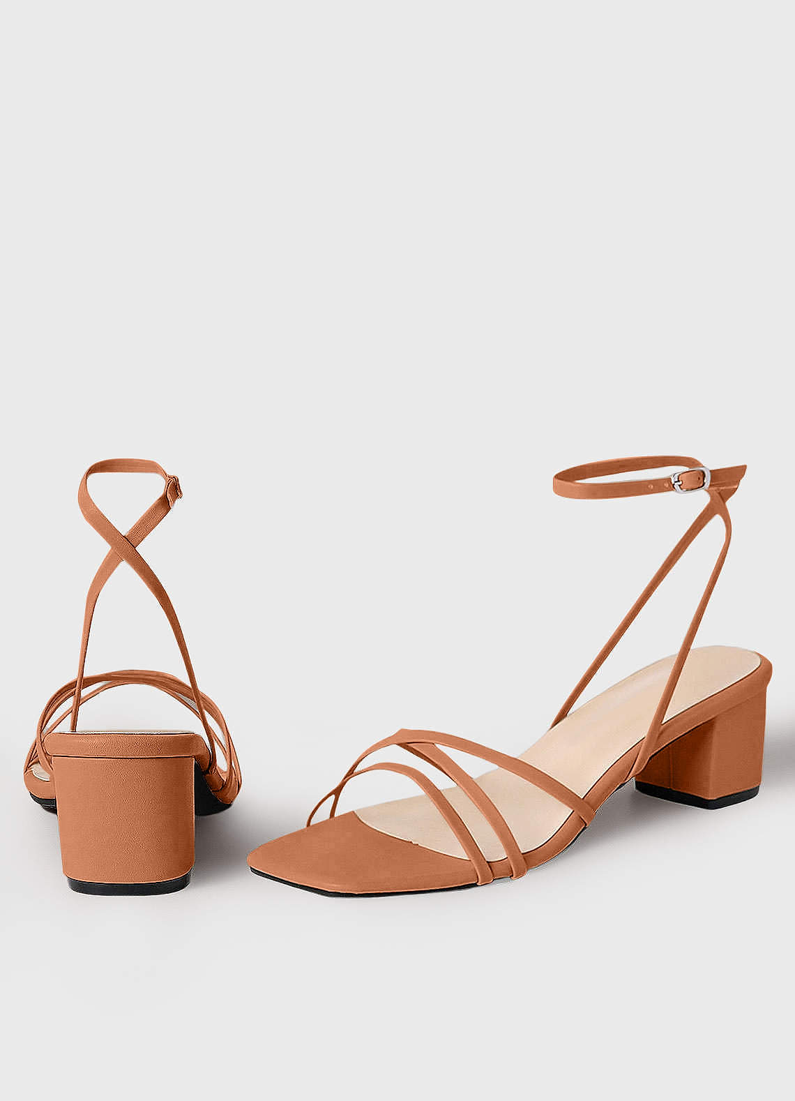front Cross Strips Block Heel Sandals