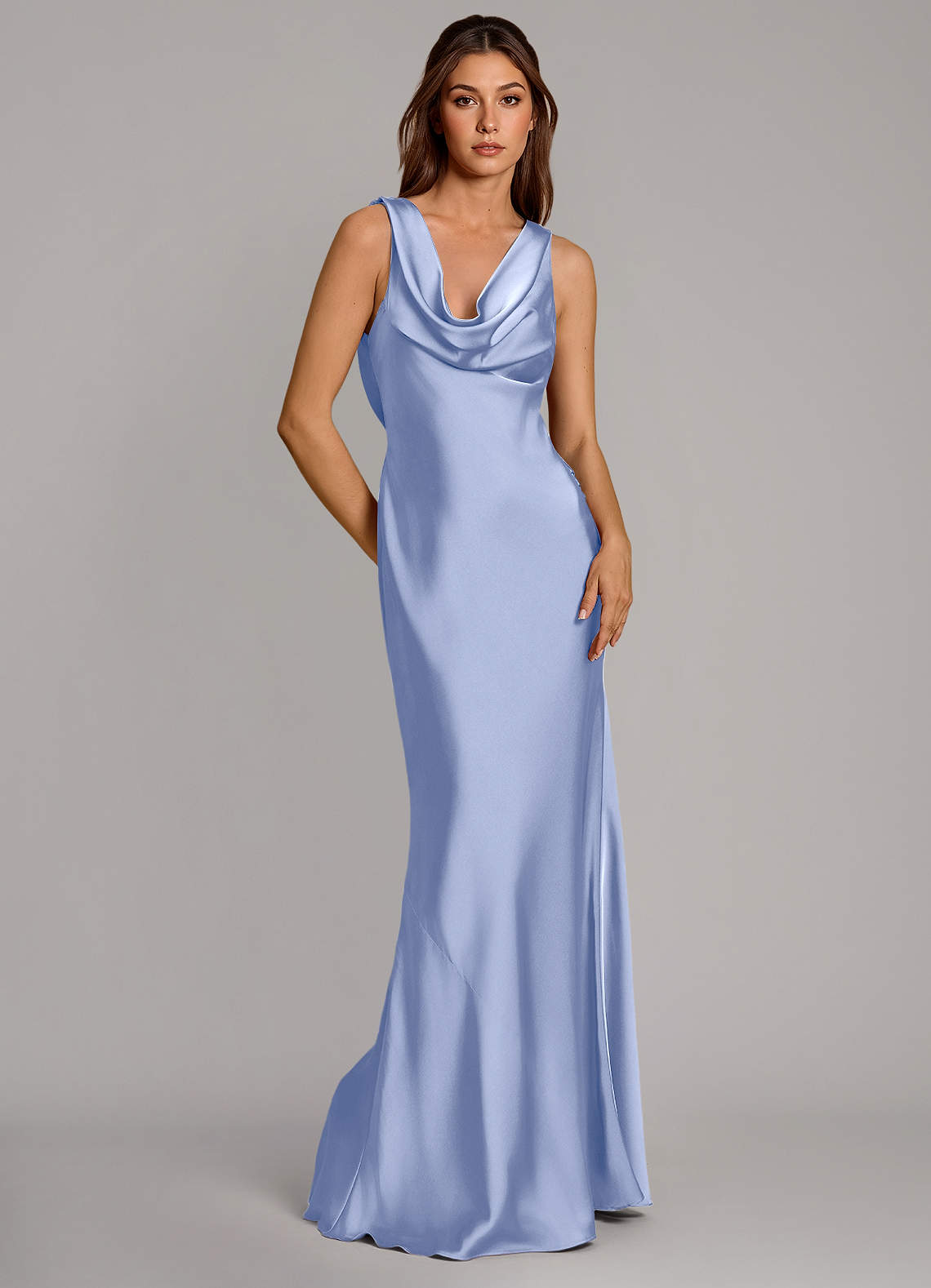 Azazie Cheryl Brautjungfernkleider Meerjungfrau-Linie Stretch-Satin Kleid Eis image1