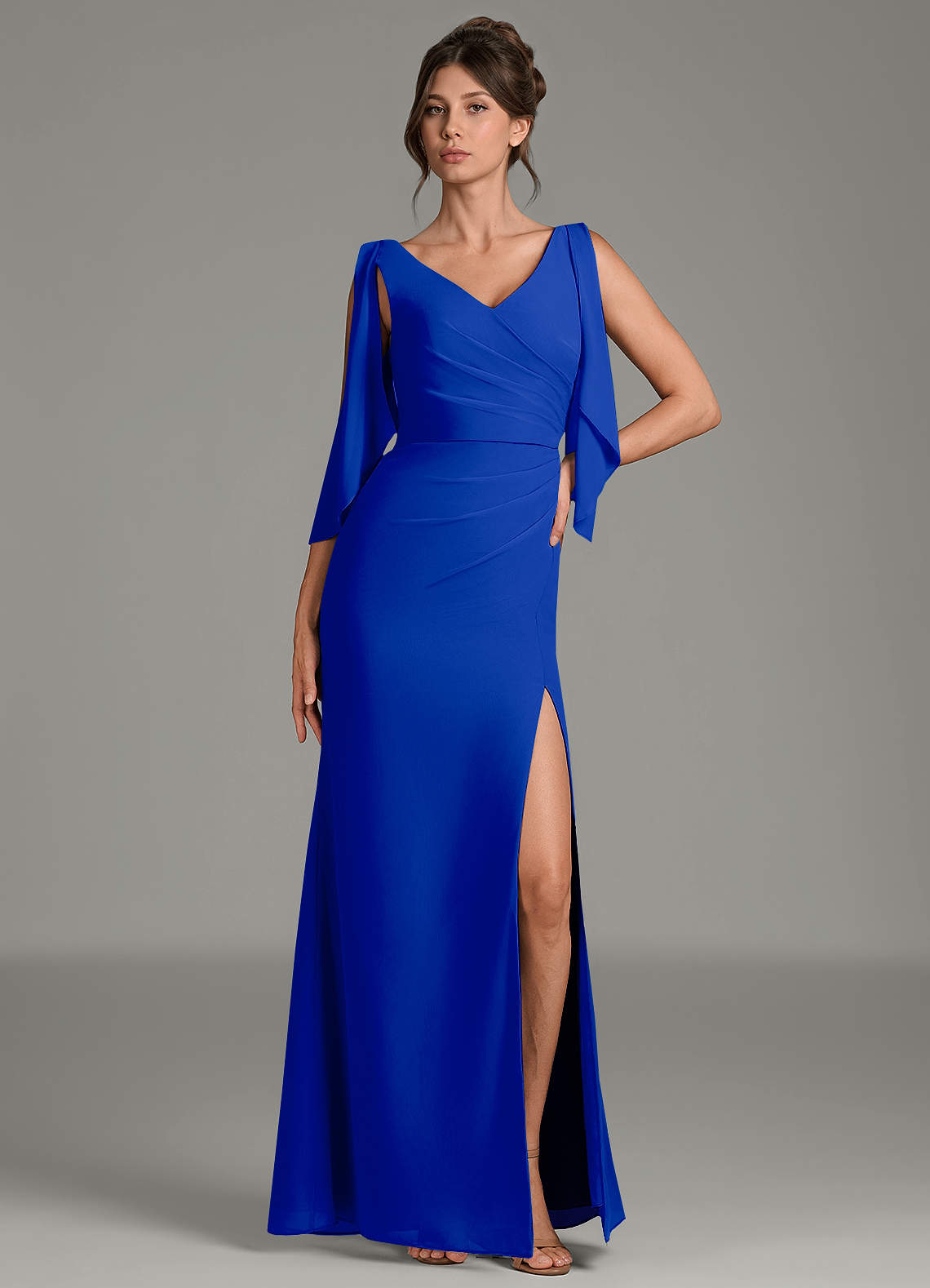 royal blue chiffon bridesmaid dresses Azazie Kristen Waist 66cm midi length dresses XYAYE Strapless Black Quinceanera Color:Navy Blue(Short Girls 150cm-162cm)