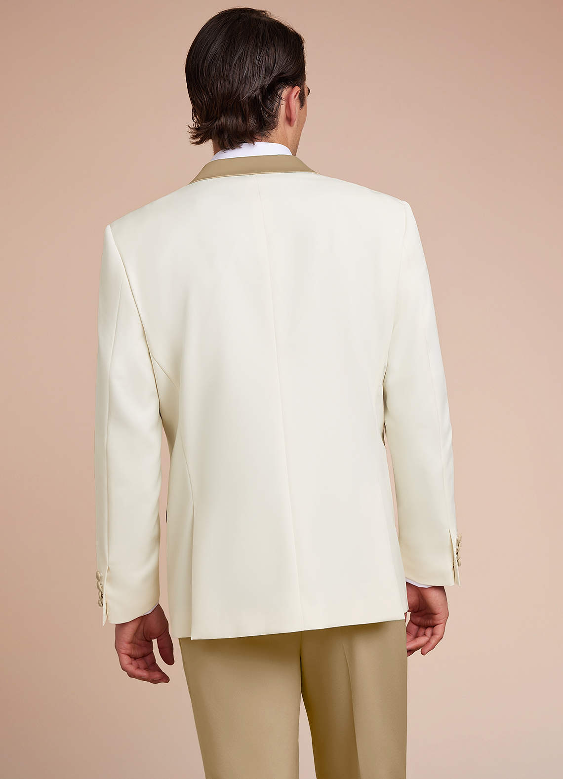 front Adrian Champagne Shawl Lapel Structured Stretch Tuxedo Jacket