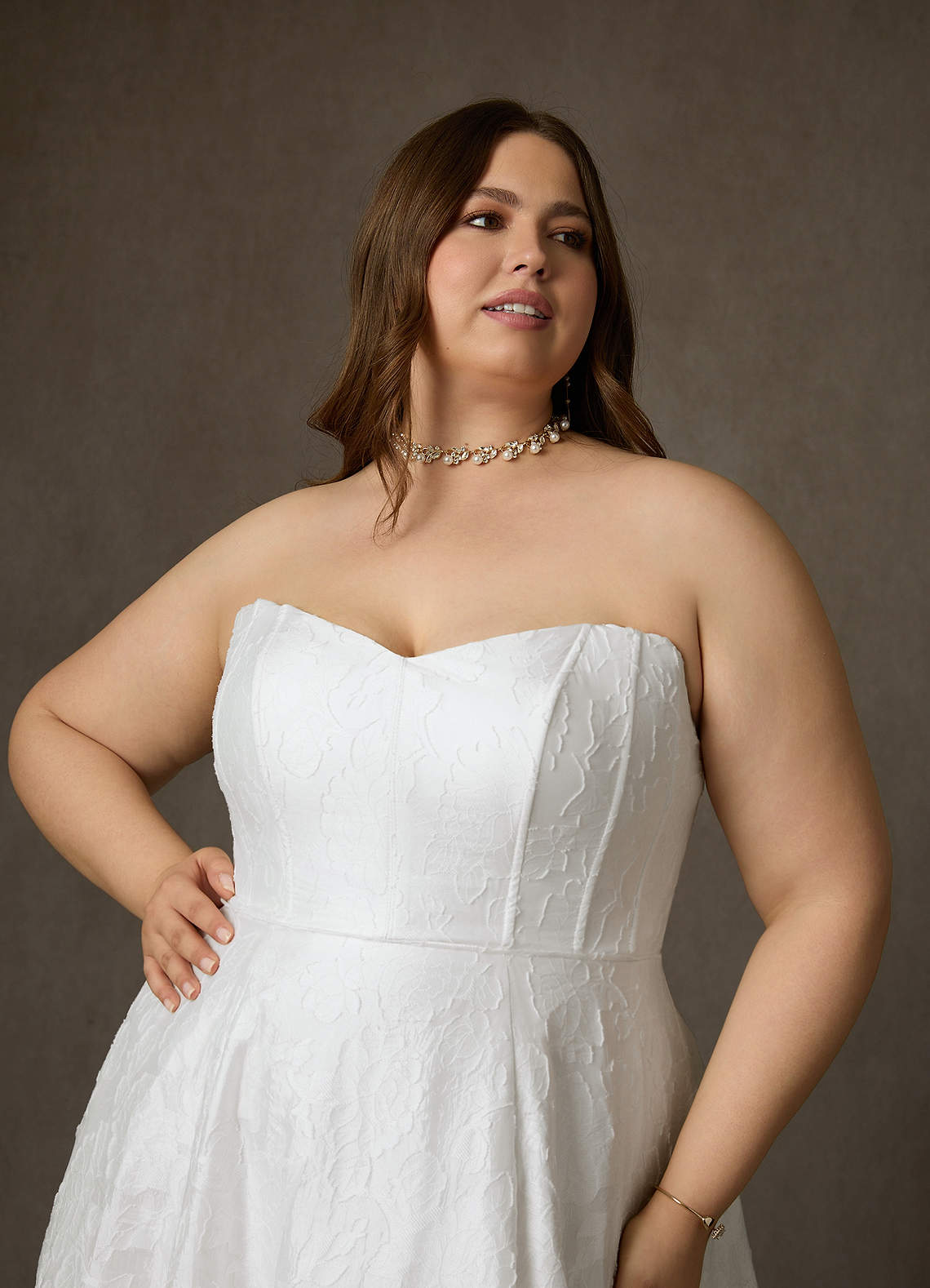 Azazie Gladiola Wedding Dresses Diamond White Ball-Gown Sweetheart Neckline Floral Burnout Jacquard Dress image15