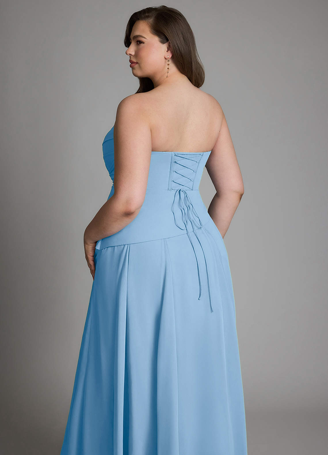Azazie Gabriela Bridesmaid Dresses Powder Blue A-Line Corset Chiffon Dress image24