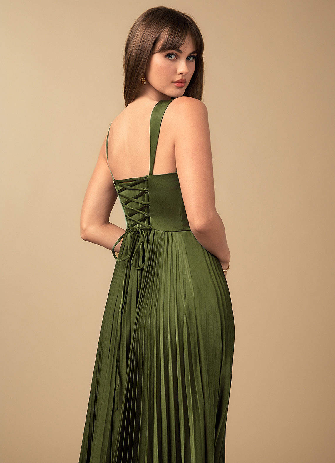 Azazie Floor-Length Maxi Dresses A-Line Wedding Guest Formal Dresses Sweetheart Olive