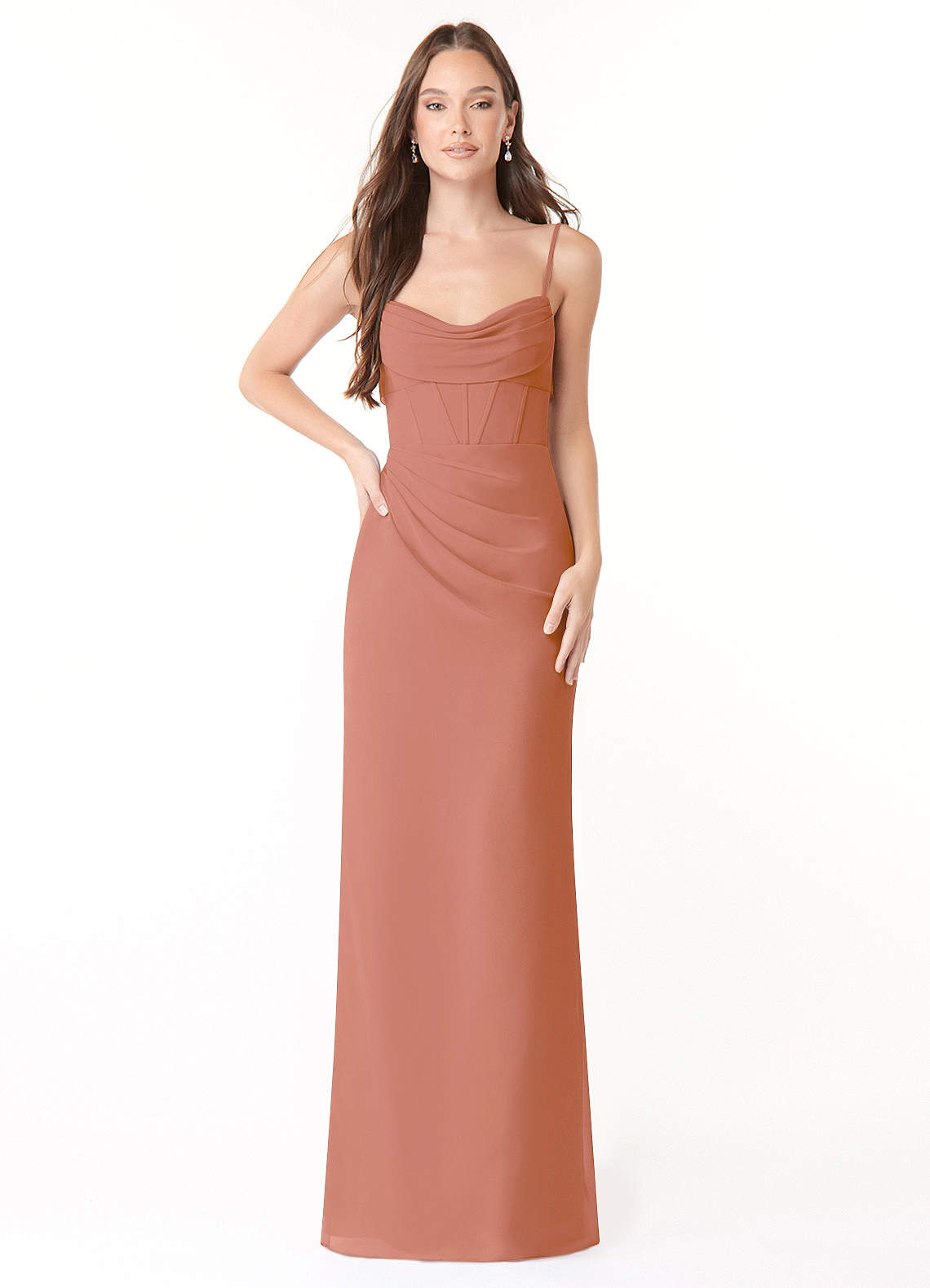 Azazie Mai Bridesmaid Dresses MAI TAI Sheath Pleated Chiffon Dress image1