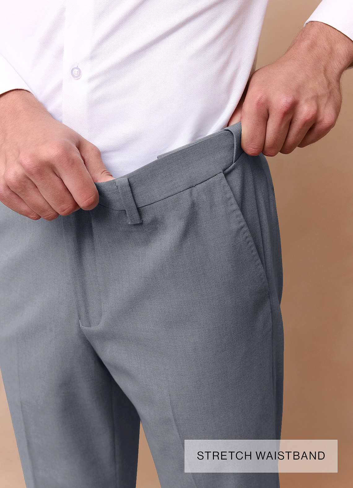 front Savile Grey Wool Blend Dress Pants