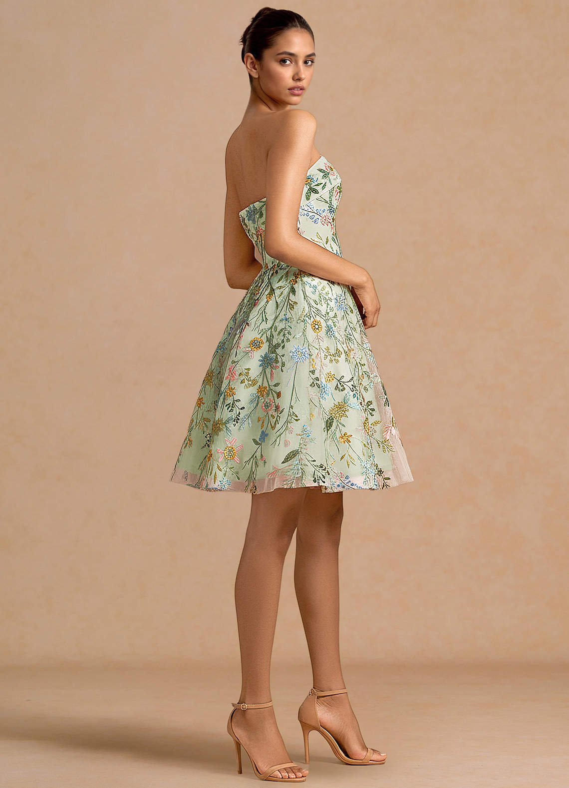 slim fit dress slacks Strapless A-line Sage Green Unique Pretty Short Homecoming Dresses, BD –  SposaBridal main image 0