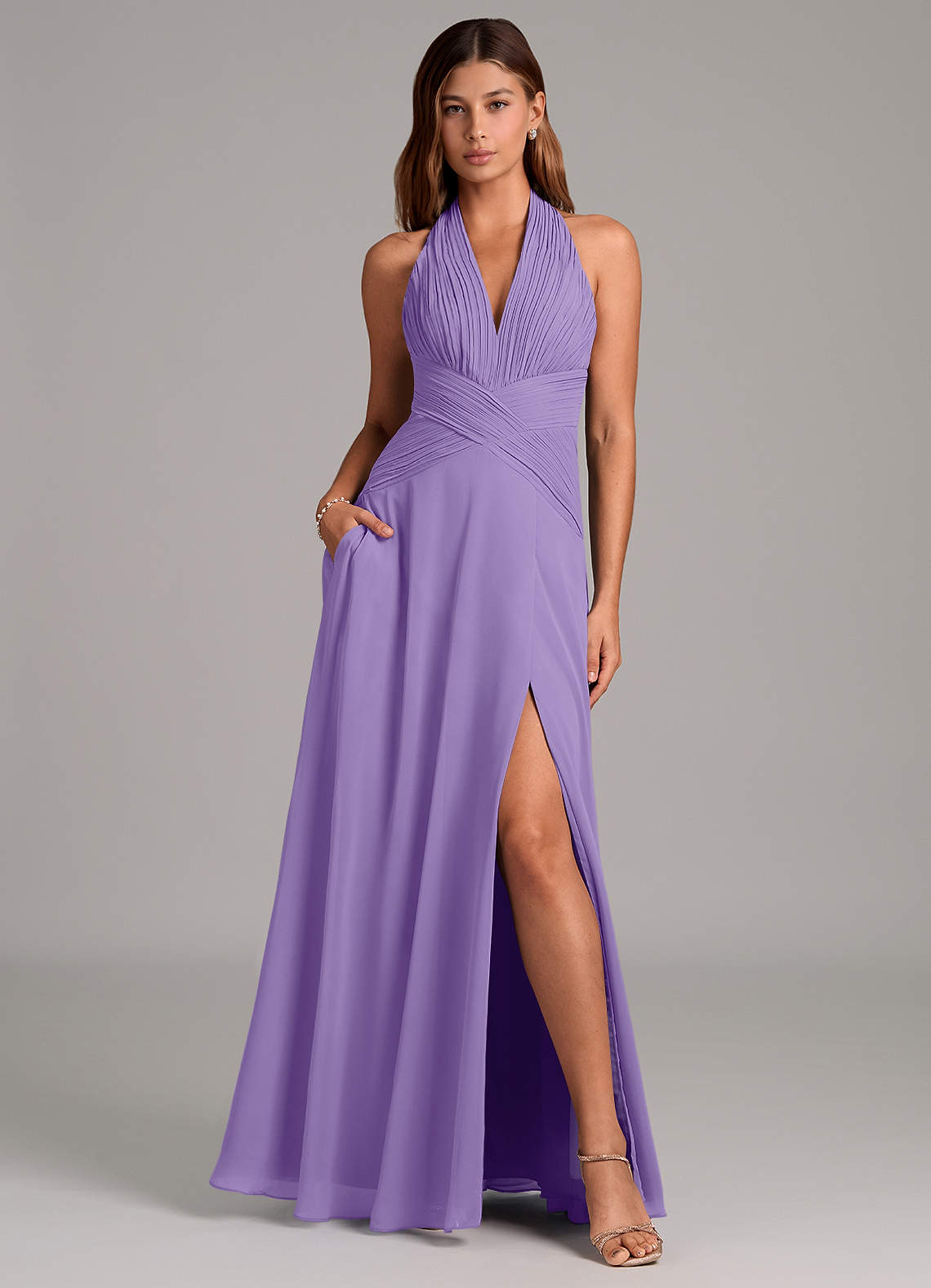 Azazie Elizabeth Bridesmaid Dresses Tahiti A-Line Pleated Chiffon Dress image1