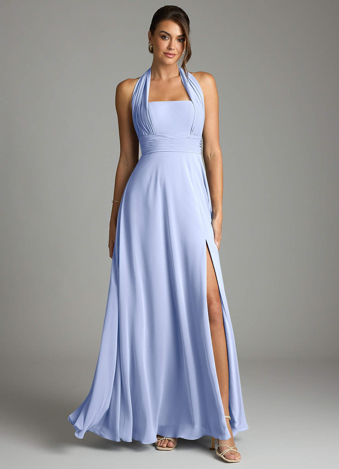 Azazie A-Line Floor-Length Chiffon Bridesmaid Dresses - Ice