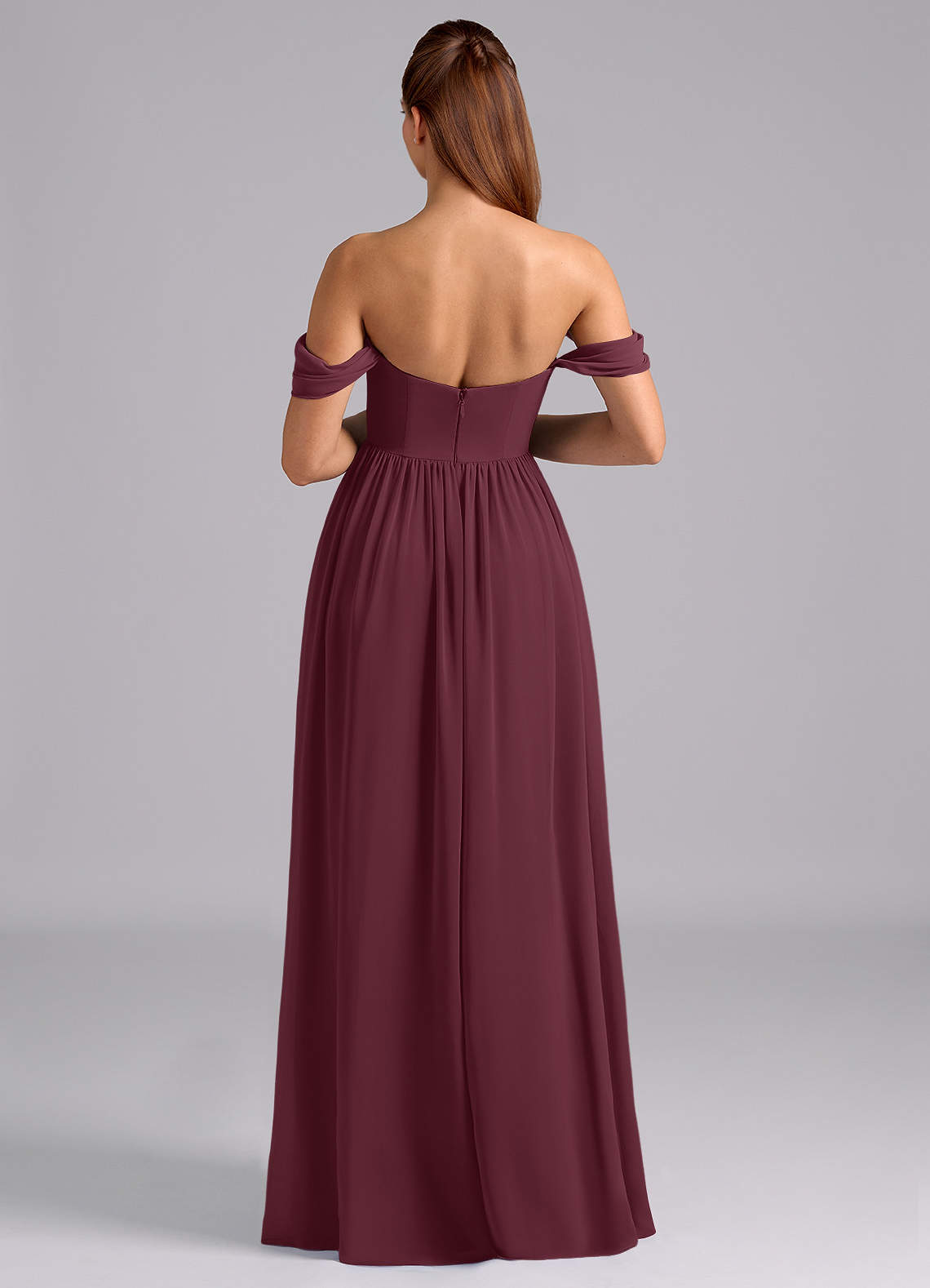 Azazie Saige Maternity Bridesmaid Dresses A-Line Pleated Chiffon Floor-Length Dress image1