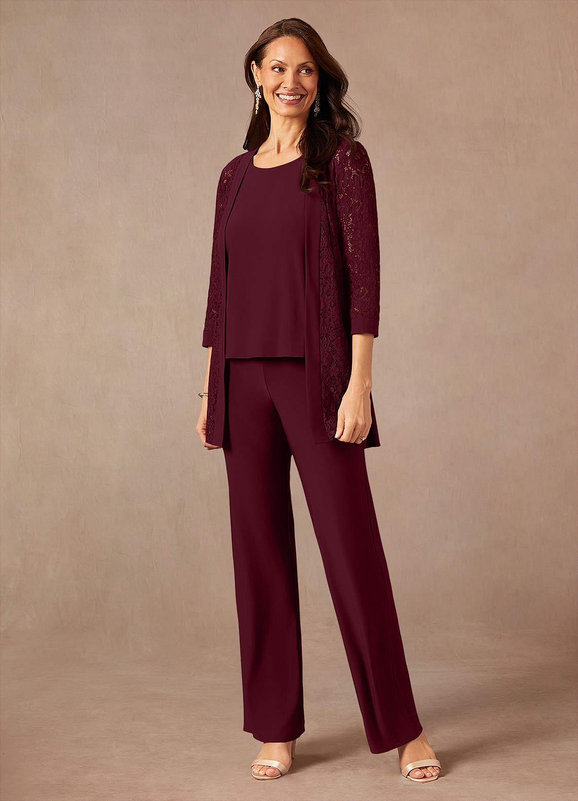 Azazie Mamrie Mother of the Bride Dresses Cabernet Jumpsuit/Pantsuit Lace Dress image2