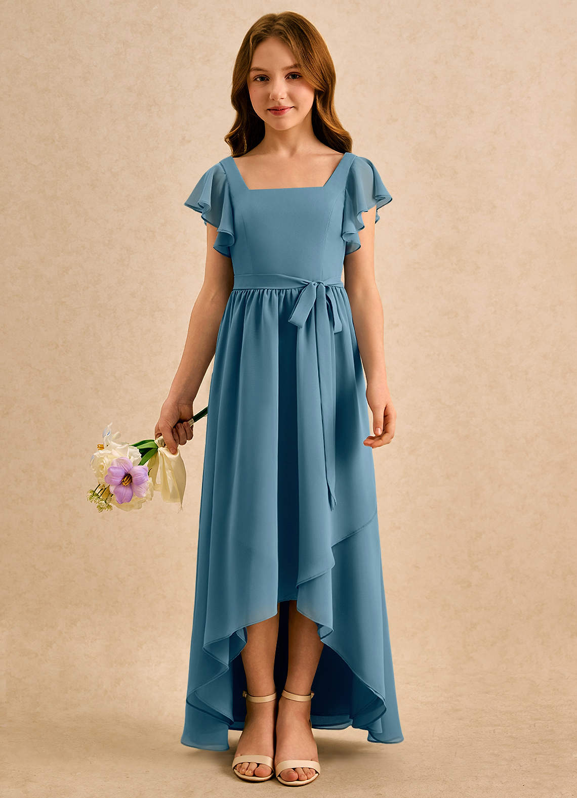 Azazie Milly Girls Formal Flower Girl Klänningar Klä A-Line i Chiffong Plisserad image2