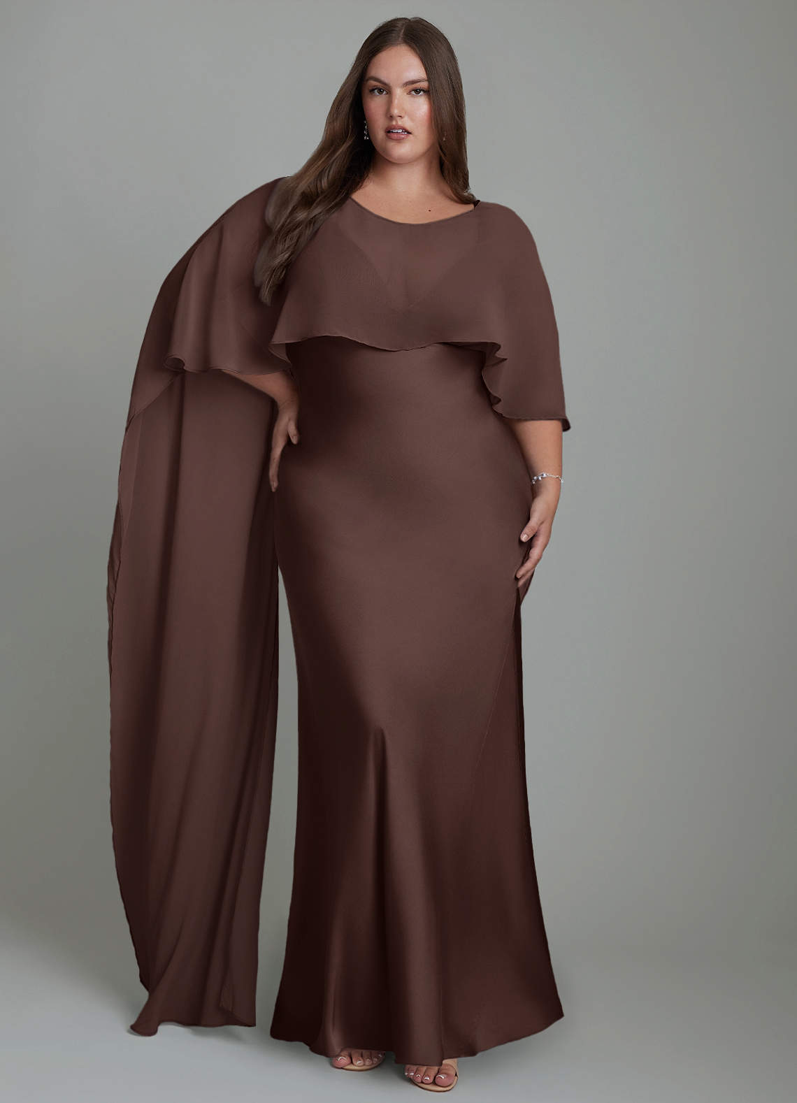 Azazie Stefania Bridesmaid Dresses Ganache A-Line Stretch Satin Dress image8