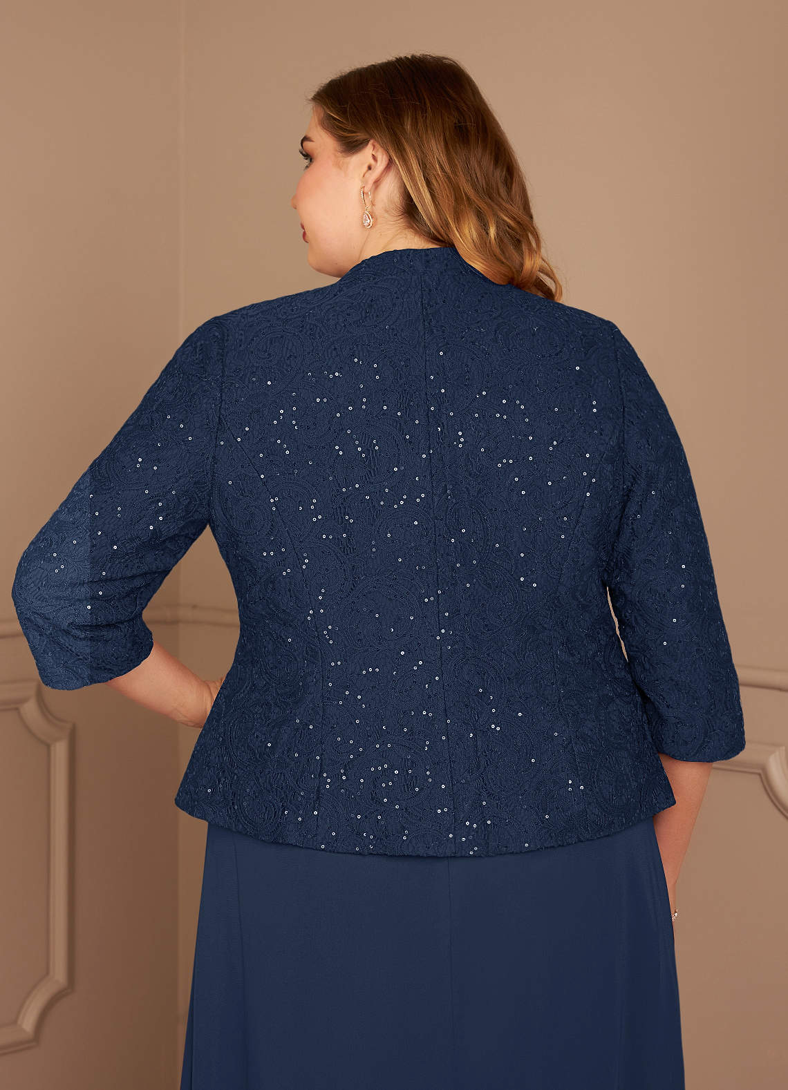 Azazie Cornelia Dark Navy Sheath Square Neckline Sequins Chiffon