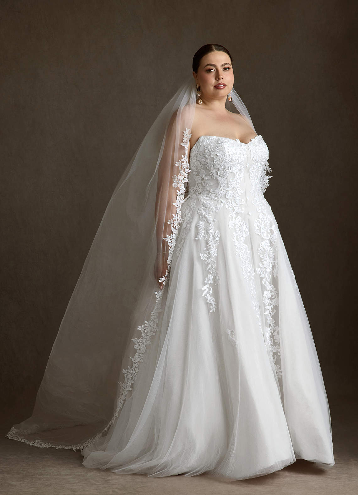 Azazie Sonnet Wedding Dresses Diamond White Ball-Gown Strapless Lace Dress image10