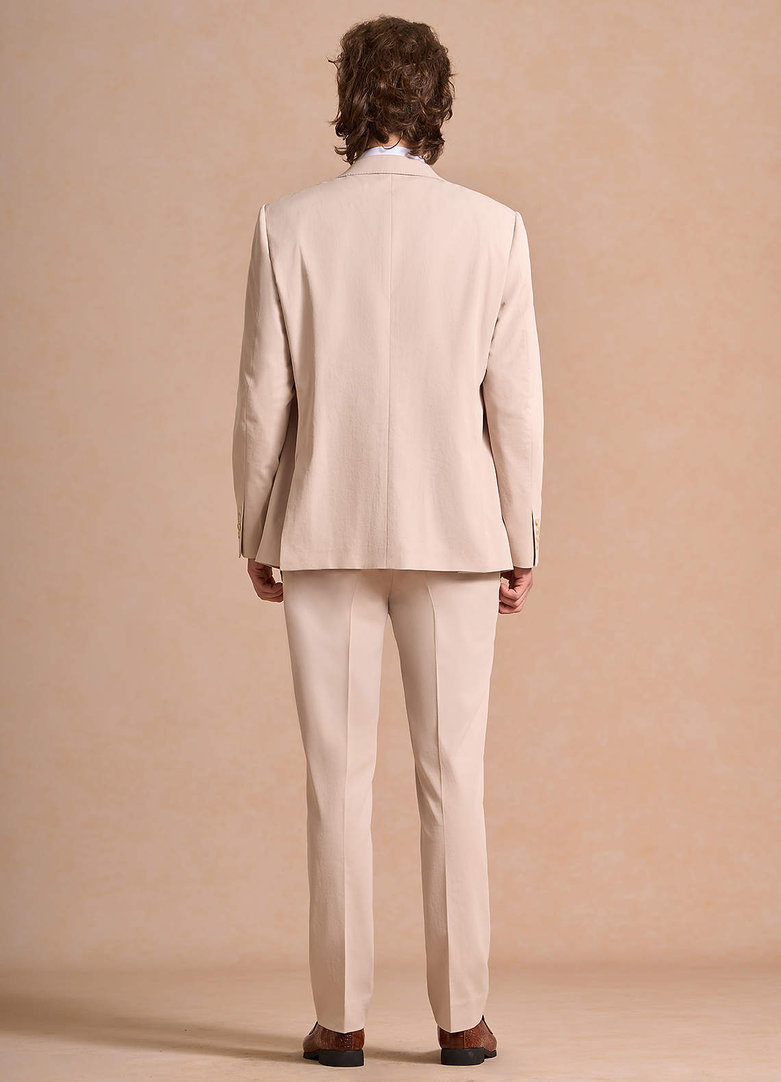 front Carter Tan Cotton Linen Blend 3-Piece Suit