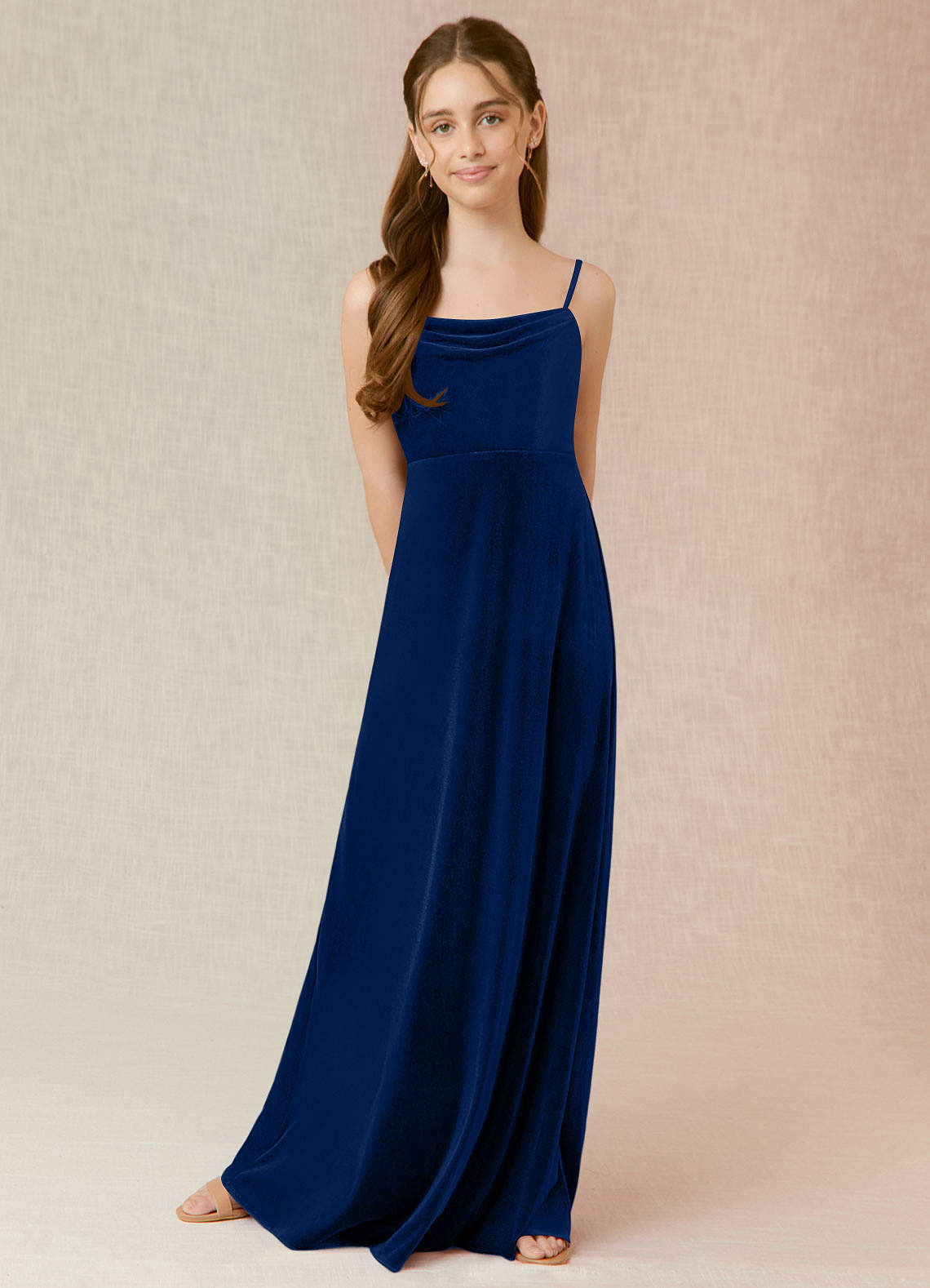 Azazie Solange A-Line velvet Floor-Length Junior Bridesmaid Dress image1