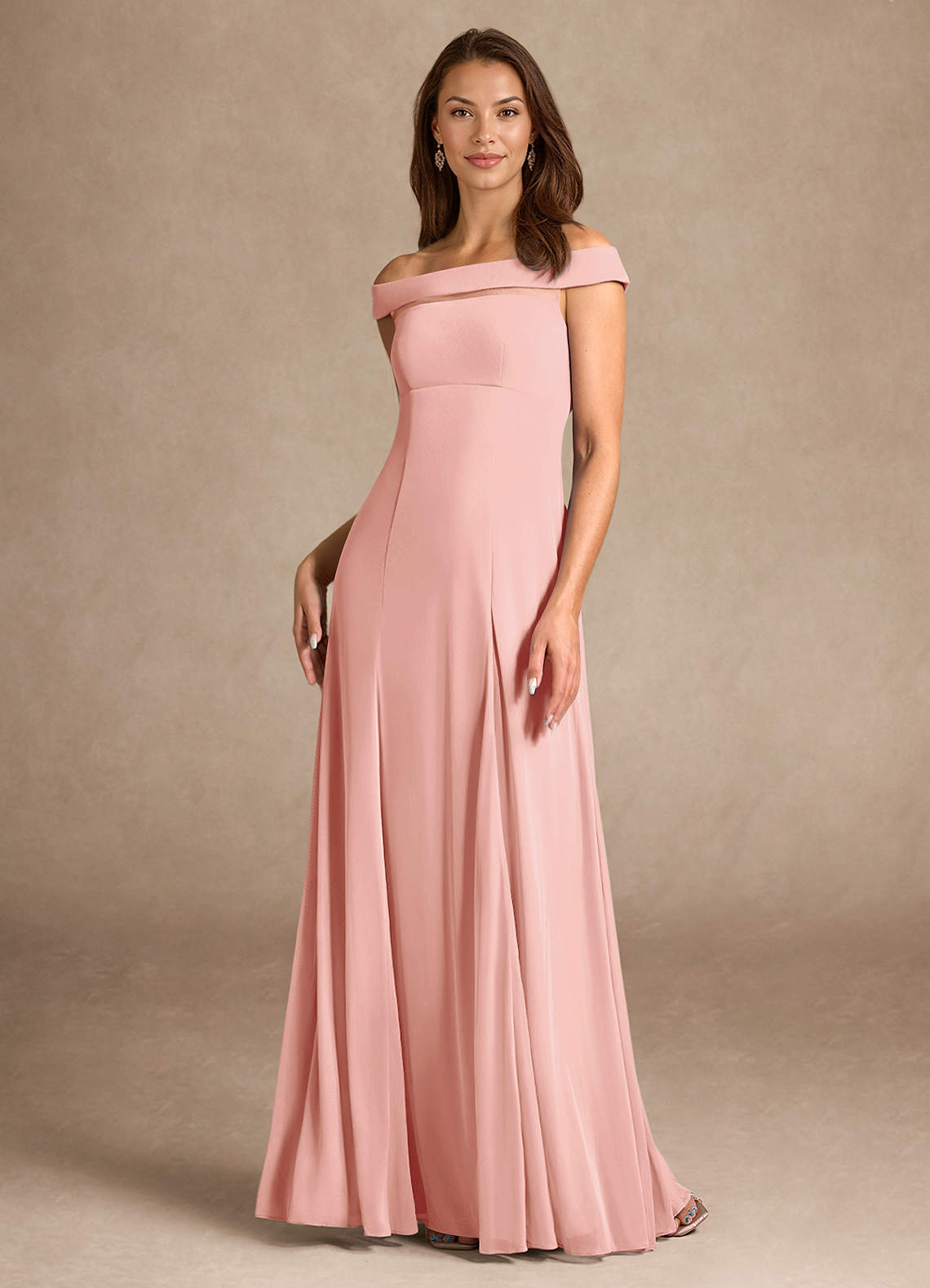 Azazie Ewa Mère de la mariée Robes Robe Trapèze en Maille Épaule décolletée Rosette image1