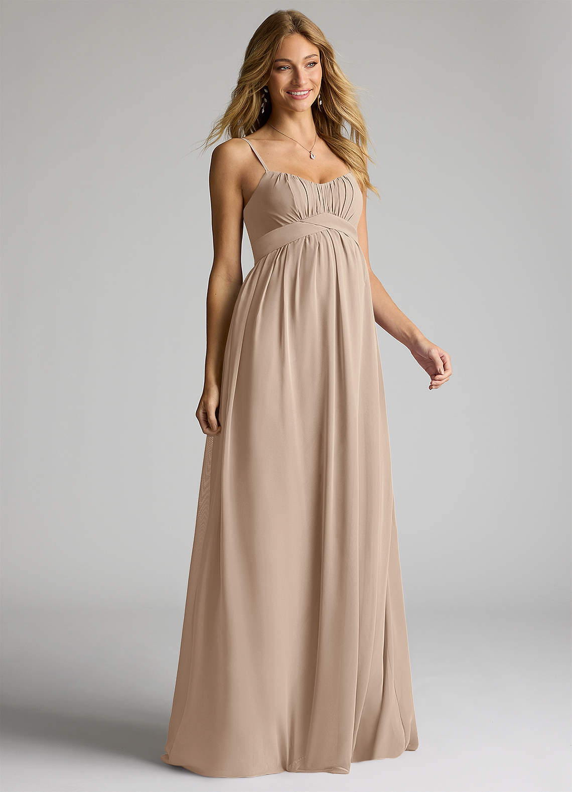 Azazie Llana Maternity Bridesmaid Dresses A-Line Chiffon Floor-Length Dress image1