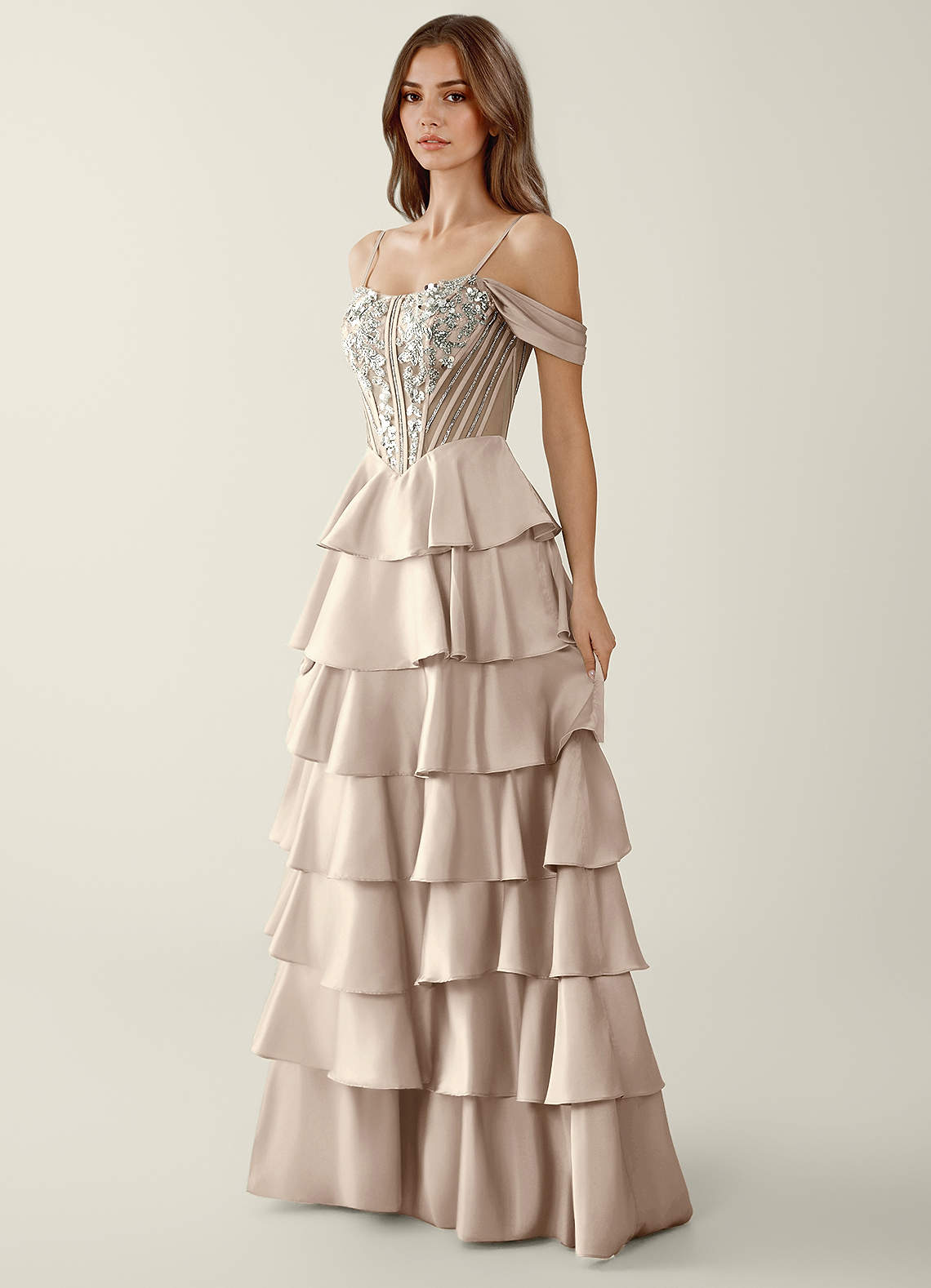 Calliope Champagne Sweetheart neckline Corset A-line Prom Dress