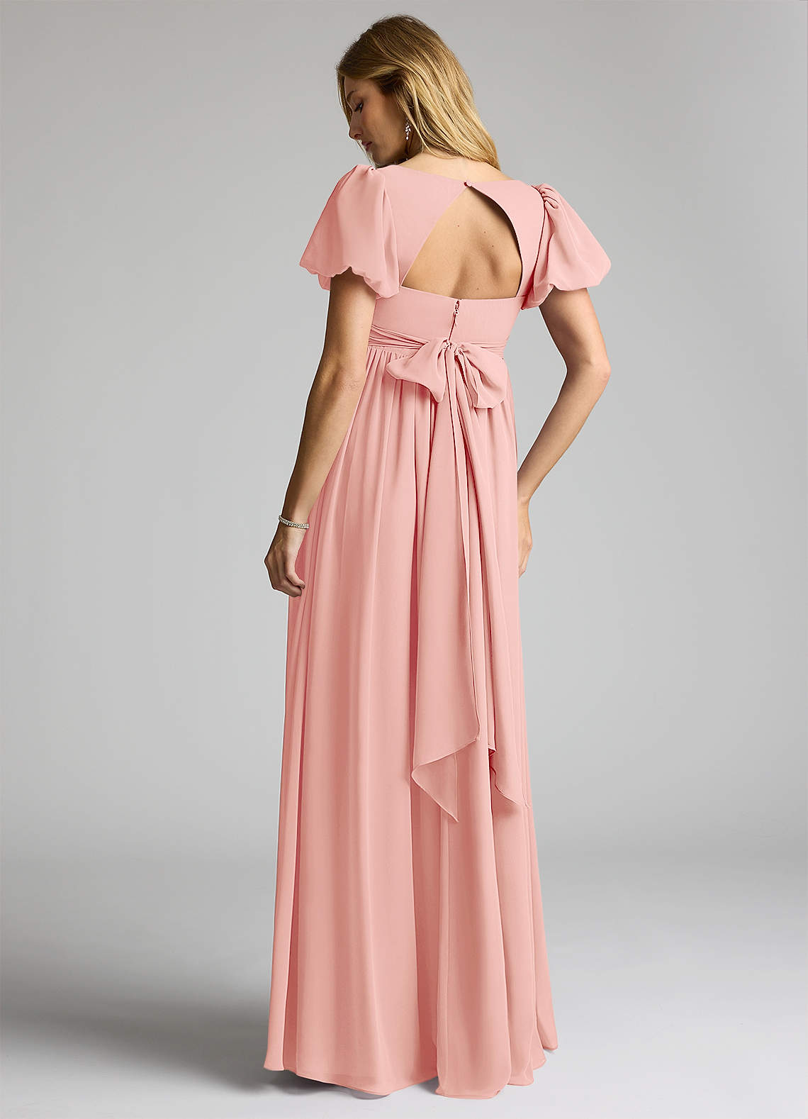 Azazie Madisynn Brudepigekjoler til gravide Sløjfe Chiffon Gulv-længde Kjole image1