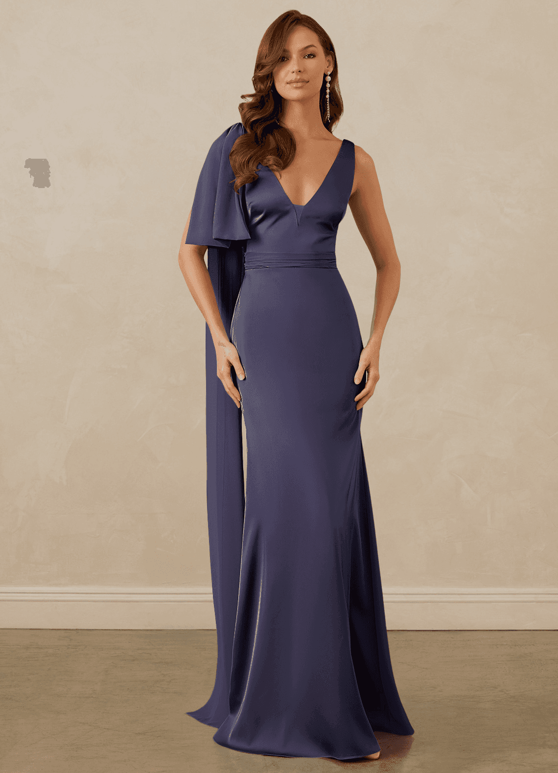 Christian Siriano Bridal for Azazie 1011 Bridesmaid Dresses Stormy Mermaid Bow Stretch Satin Dress image1