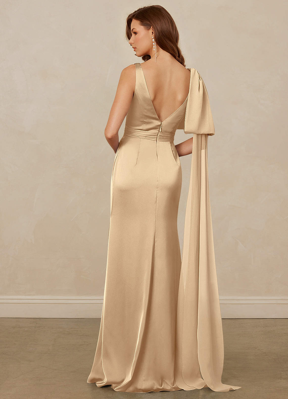 Christian Siriano Bridal for Azazie 1011 Bridesmaid Dresses Plunging Stretch Satin Mermaid Dress image1