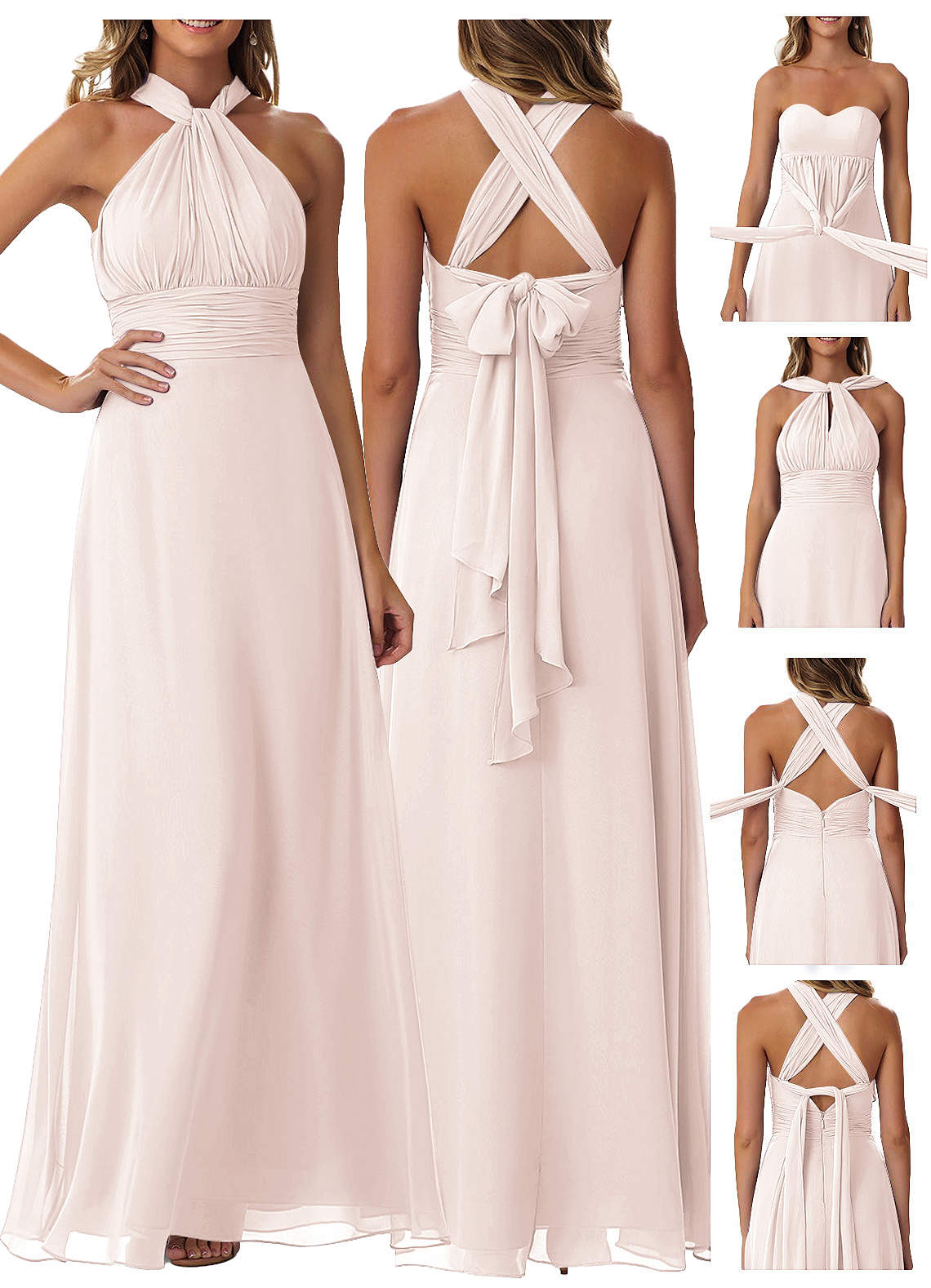 Azazie Fifi Bridesmaid Dresses A-Line Convertible Chiffon Floor-Length Dress image1