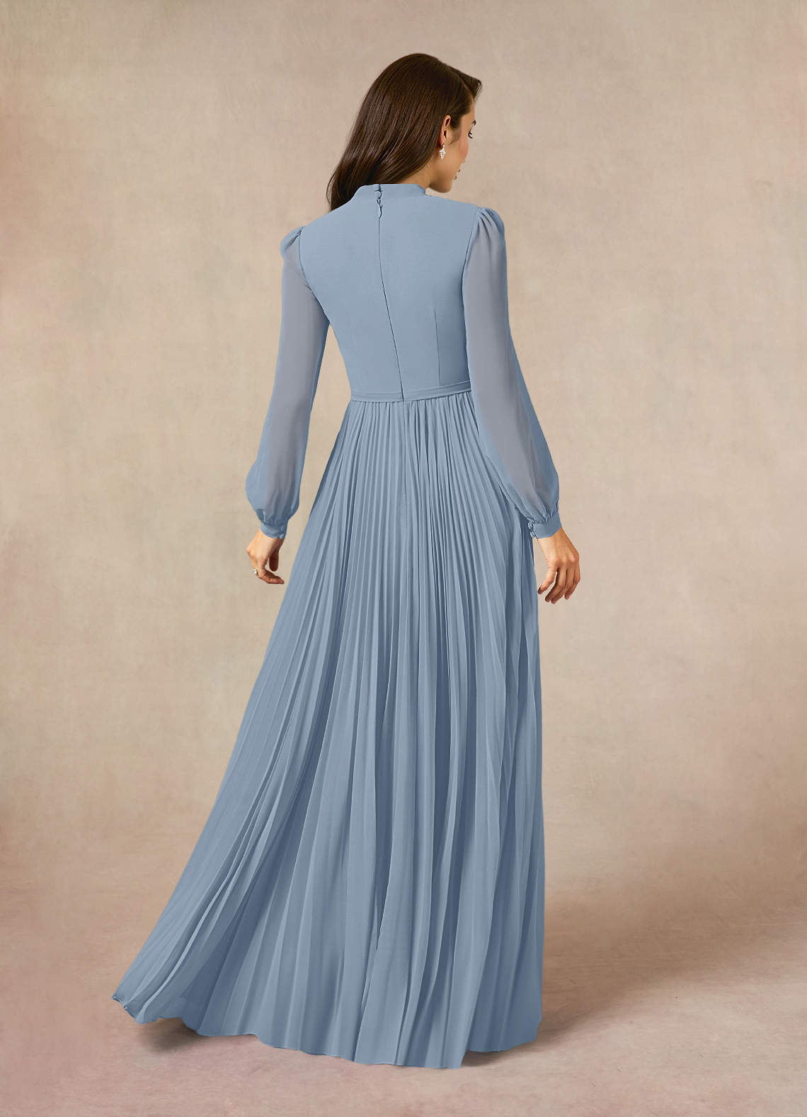 Azazie Adellah Mother of the Bride Dresses Dusty Blue A-Line Pleated Chiffon Dress image2