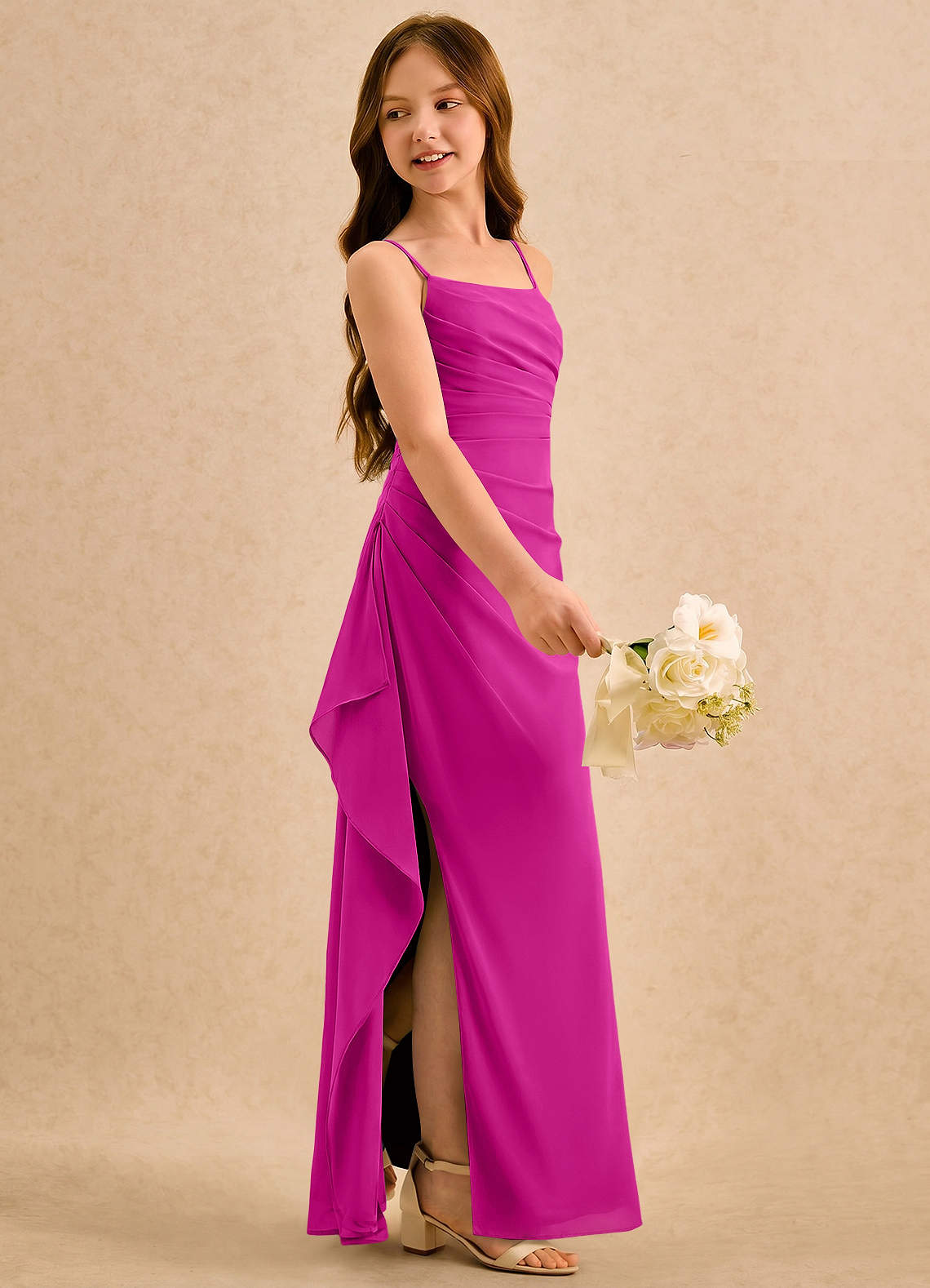 fuchsia pleated dress Zapakasa Women Sparkly Fuchsia Metallic Long Prom Dress with Slit Pleated Spaghetti Straps A Line Party Dress