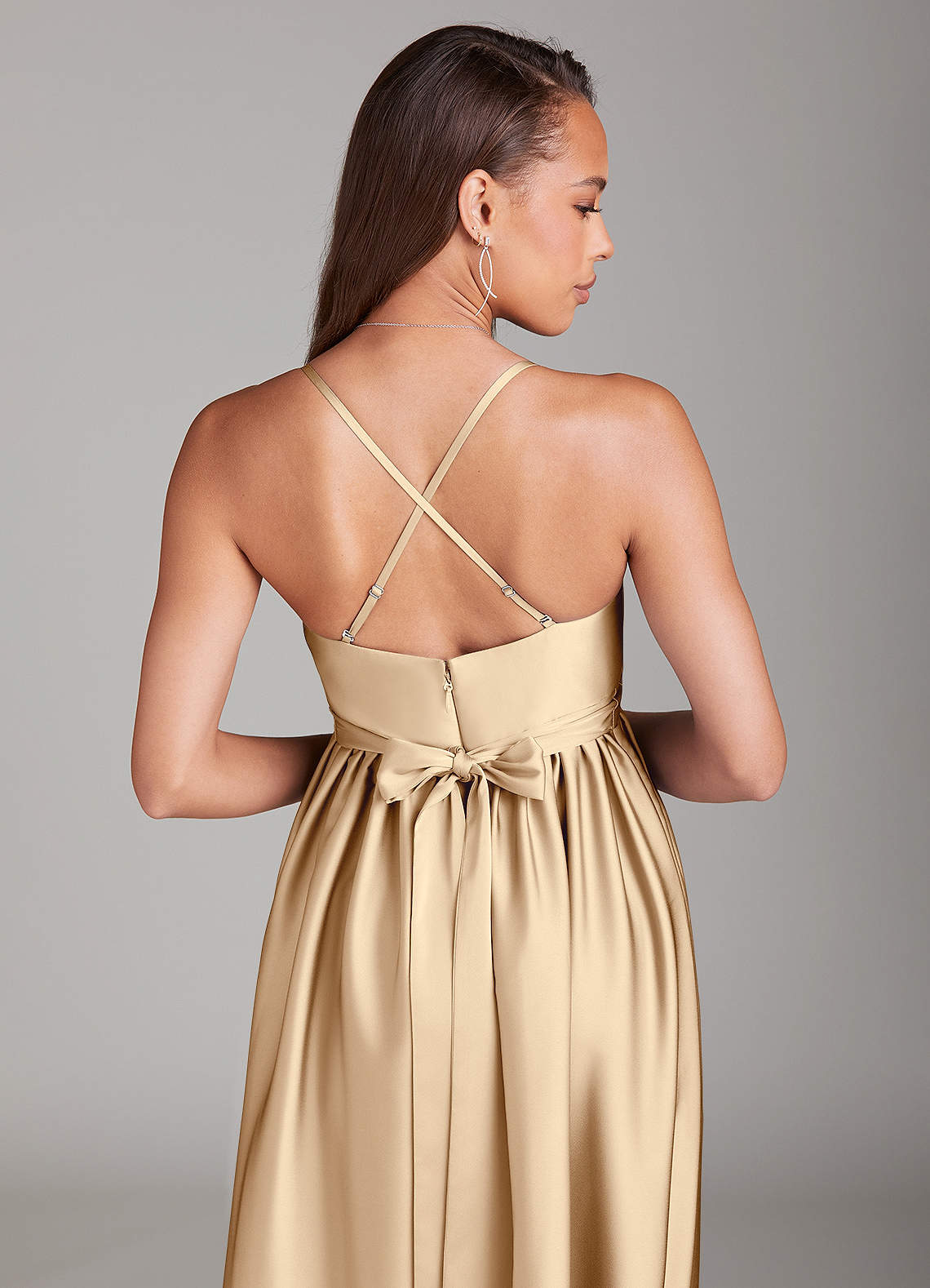 maternity champagne bridesmaid dress Azazie Llana Prepare for a pregnancy