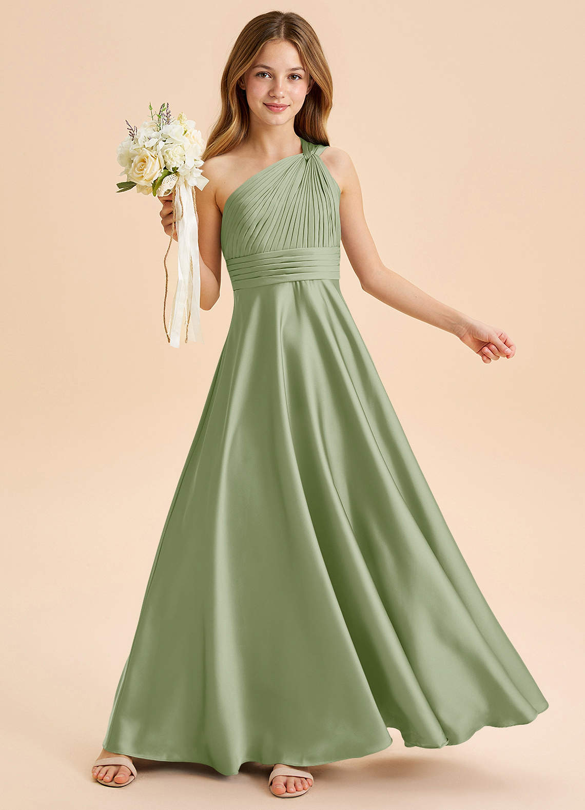 dusty sage junior bridesmaid dresses Azazie Charlize She features a square