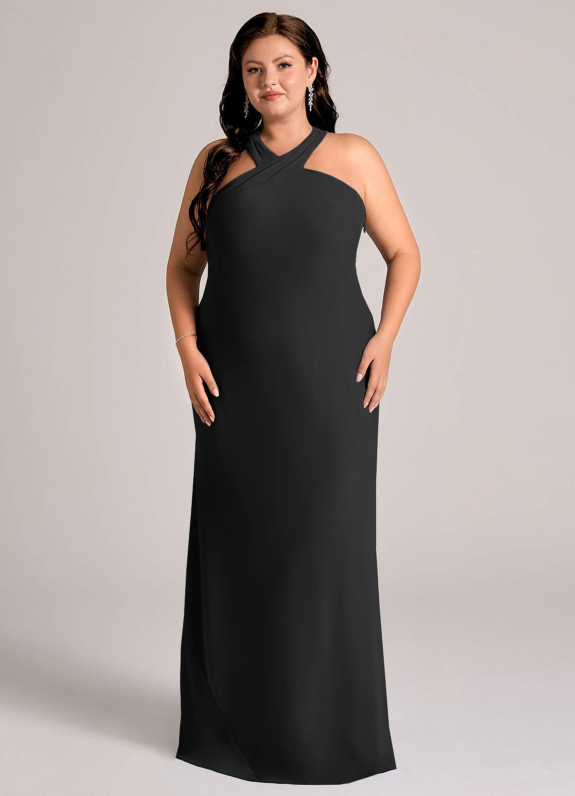 Azazie Doretta Abiti da Damigella Abito Sirena in Chiffon Plissettato Nero image1