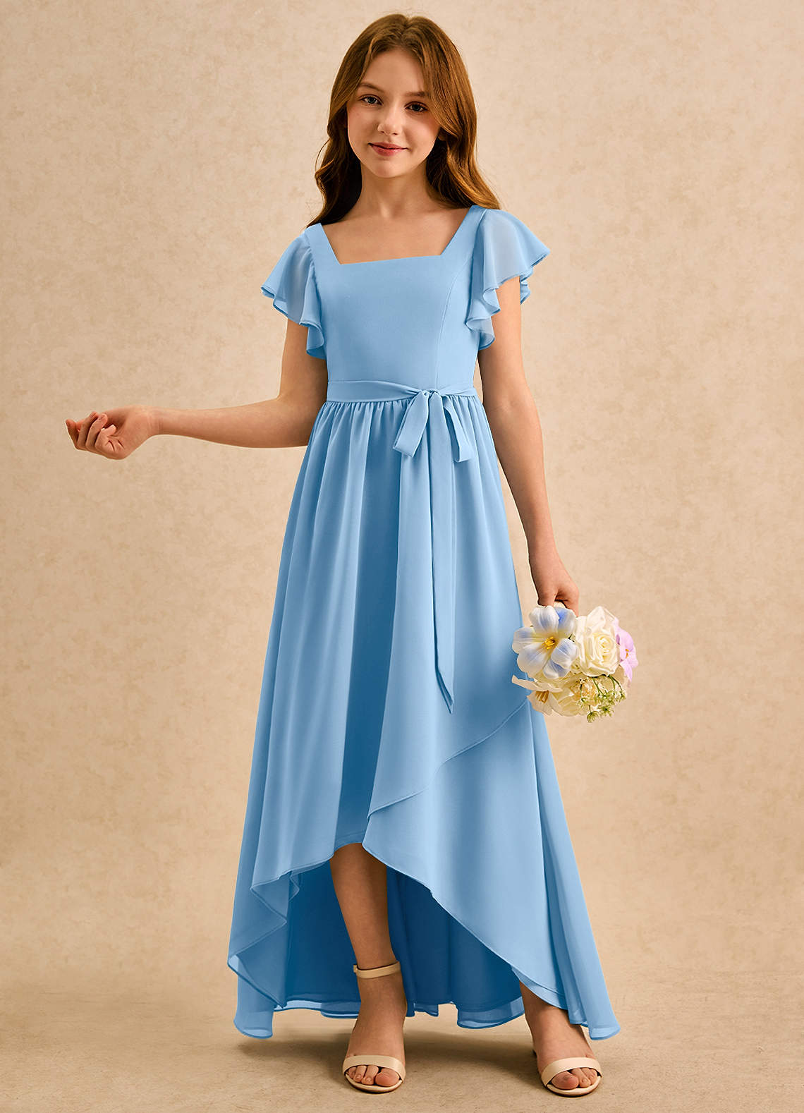 girls chiffon dress Azazie Milly Formal styleattribute-mermaidcore with soft embroidered chiffon Felirenzacia Western Cowgirl Dress Chiffon maxi dress Size:Petite-14