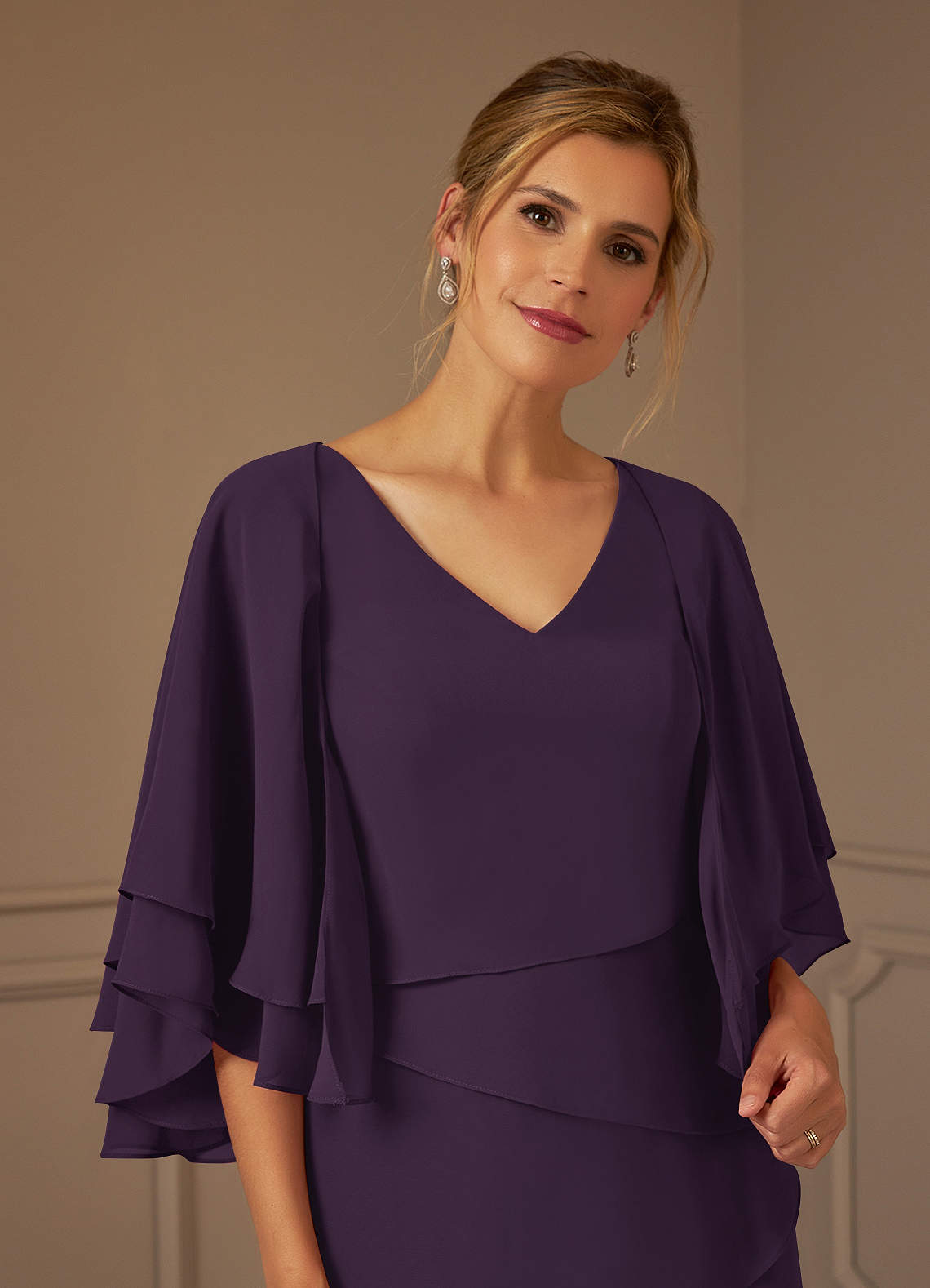 V-neck Simple Chiffon Full Length Dresses Azalea Plus Size main image 1