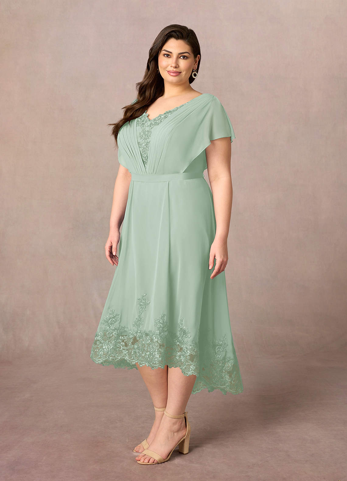 Azazie Palana Mother of the Bride Dresses Agave A-Line Lace Chiffon Dress image1