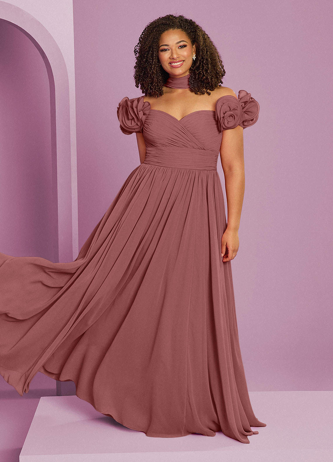 Barbie ♥ Azazie Bridesmaid Dresses Amethyst A-Line Off the Shoulder Chiffon Convertible Dress image1
