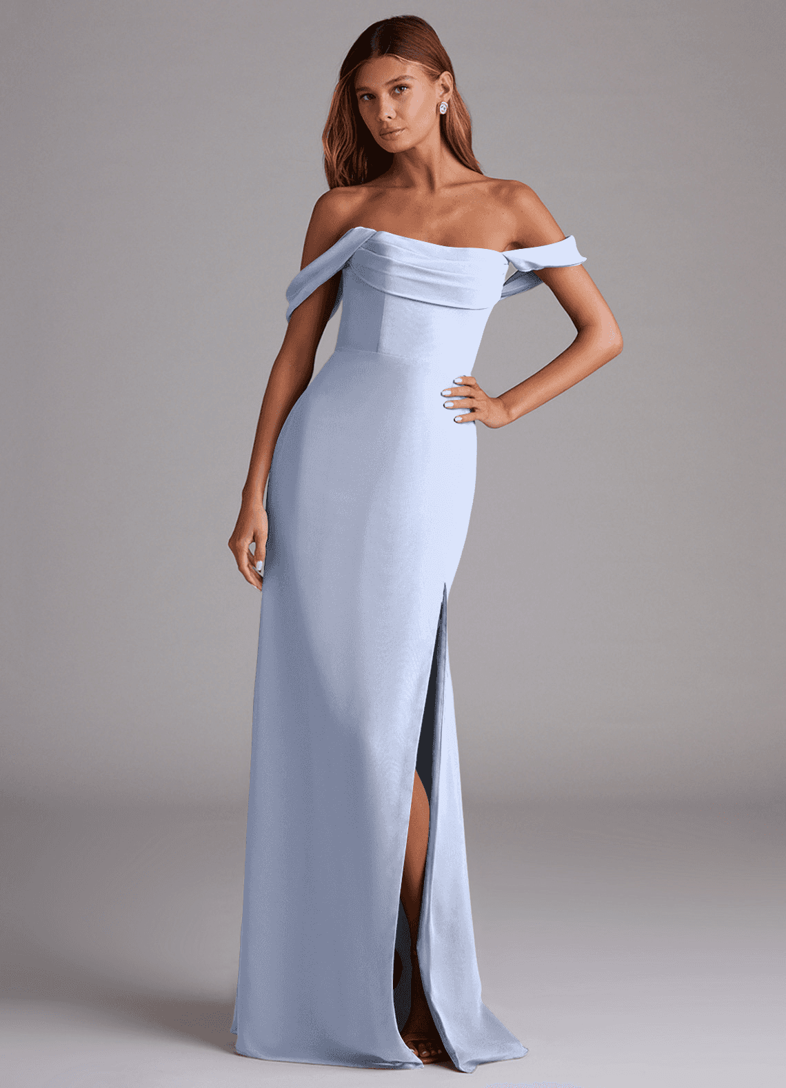 Azazie Saige Bridesmaid Dresses Ice A-Line Off the Shoulder Chiffon Convertible Dress image3