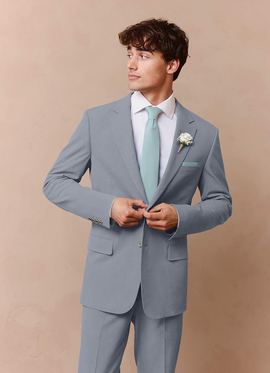 バーバリー スーツ セットアップ 高級シルク混 サマーウール ライトブルー Savile Light Blue Wool Blend Suit | Classic Suit Sets |Azazie